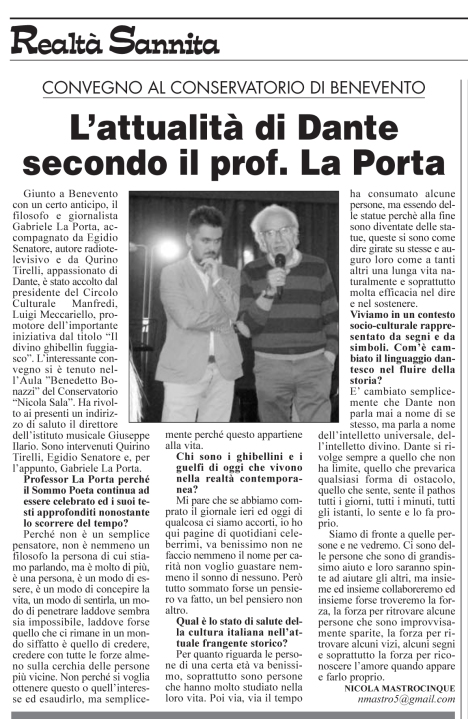 Realt. Sannita n. 15/2015 Gabriele La Porta Egidio Senatore
